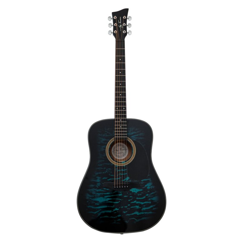 Jay Turser - Dreadnought Acoustic Guitar, Full Size, Blue Burst Quilt #JTA524D-BLSBQ