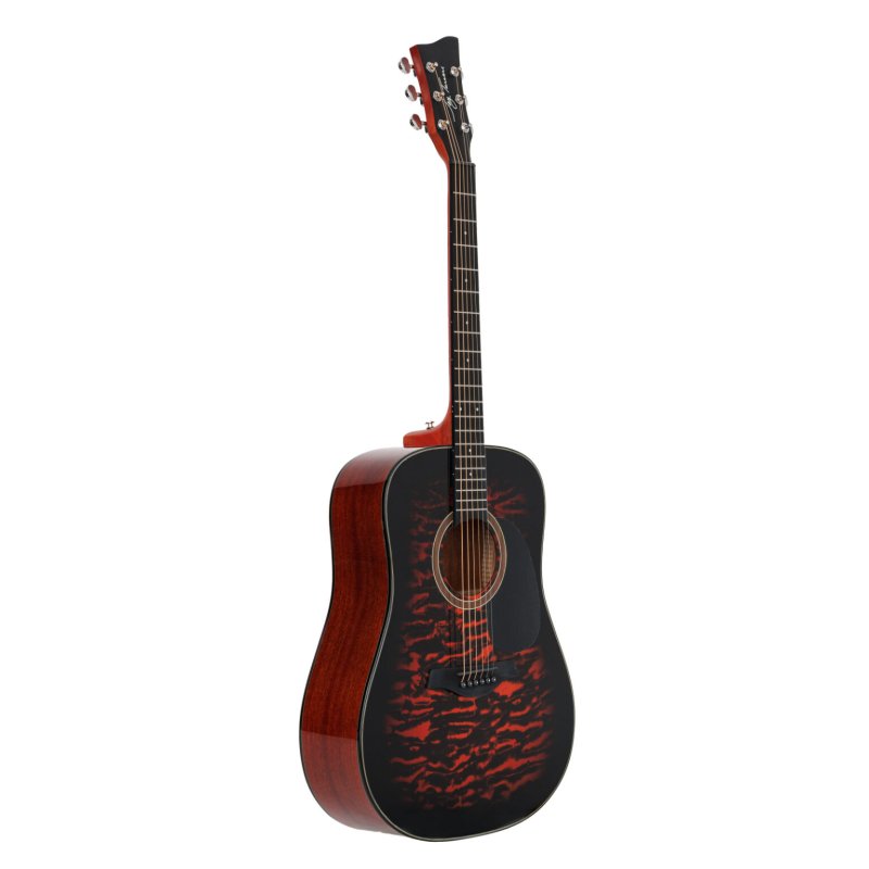 Jay Turser - Dreadnought Acoustic Guitar, Full Size, Red Burst Quilt #JTA524D-RSBQ