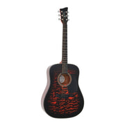Jay Turser - Dreadnought Acoustic Guitar, Full Size, Red Burst Quilt #JTA524D-RSBQ