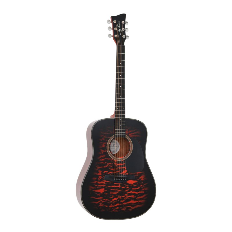 Jay Turser - Dreadnought Acoustic Guitar, Full Size, Red Burst Quilt #JTA524D-RSBQ