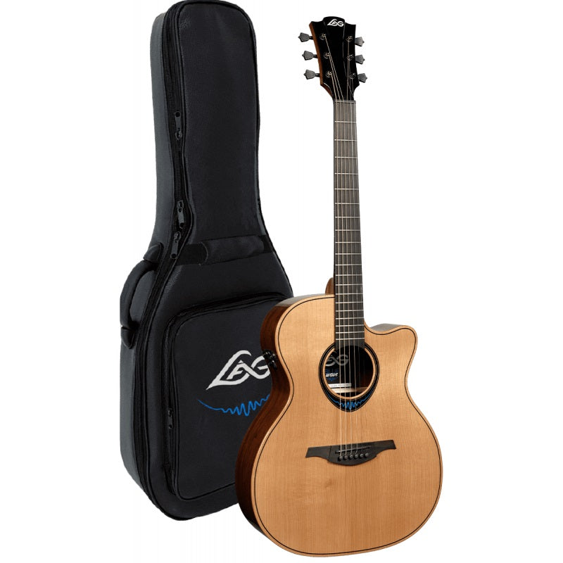 LAG Guitars - Auditorium Cutaway Glossy BlueWave 2 Smart Guitar - TBW2ACE With bag