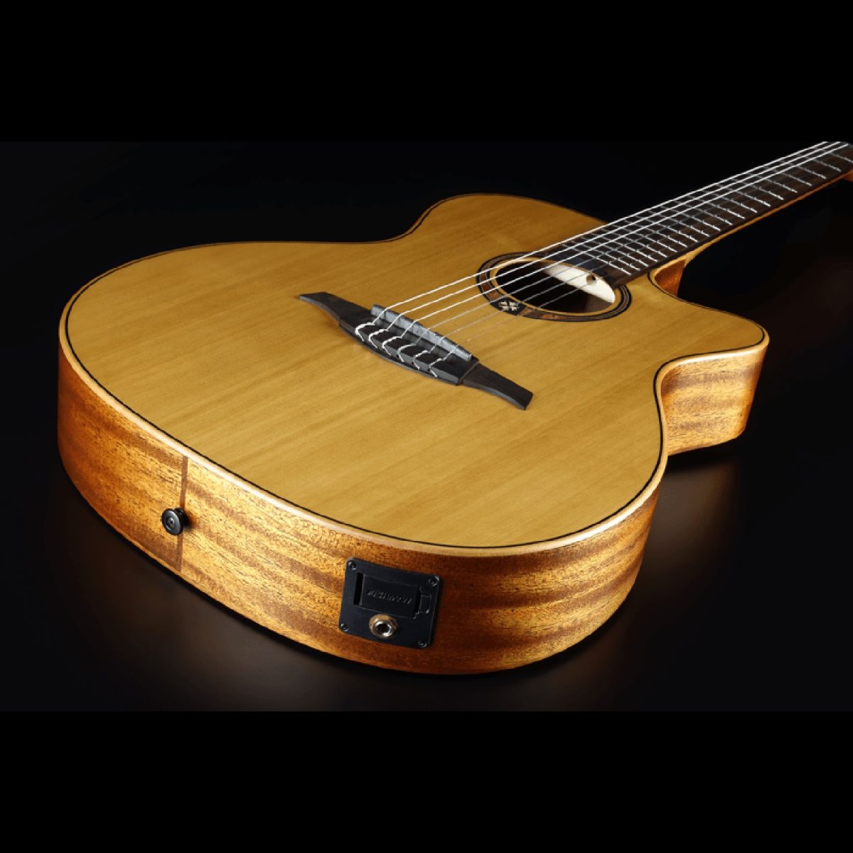 LAG Guitars - Tramontane 170 Folk Nylon Slim Cutaway Acoustic-Electric Natural - TN170ASCE Input