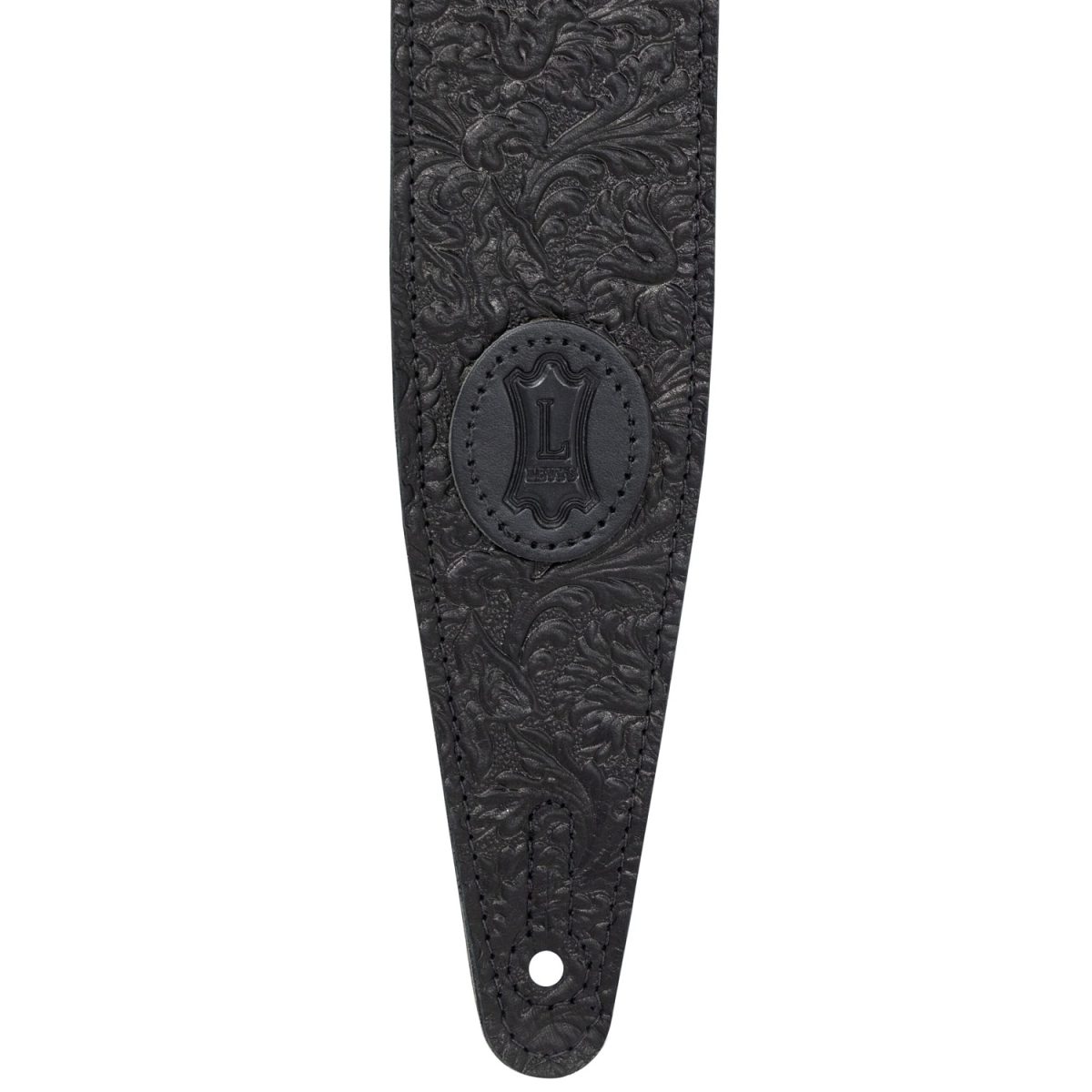 Levy's - M317FCL-BLK 2.5″ Black Florentine Leather Strap Logo