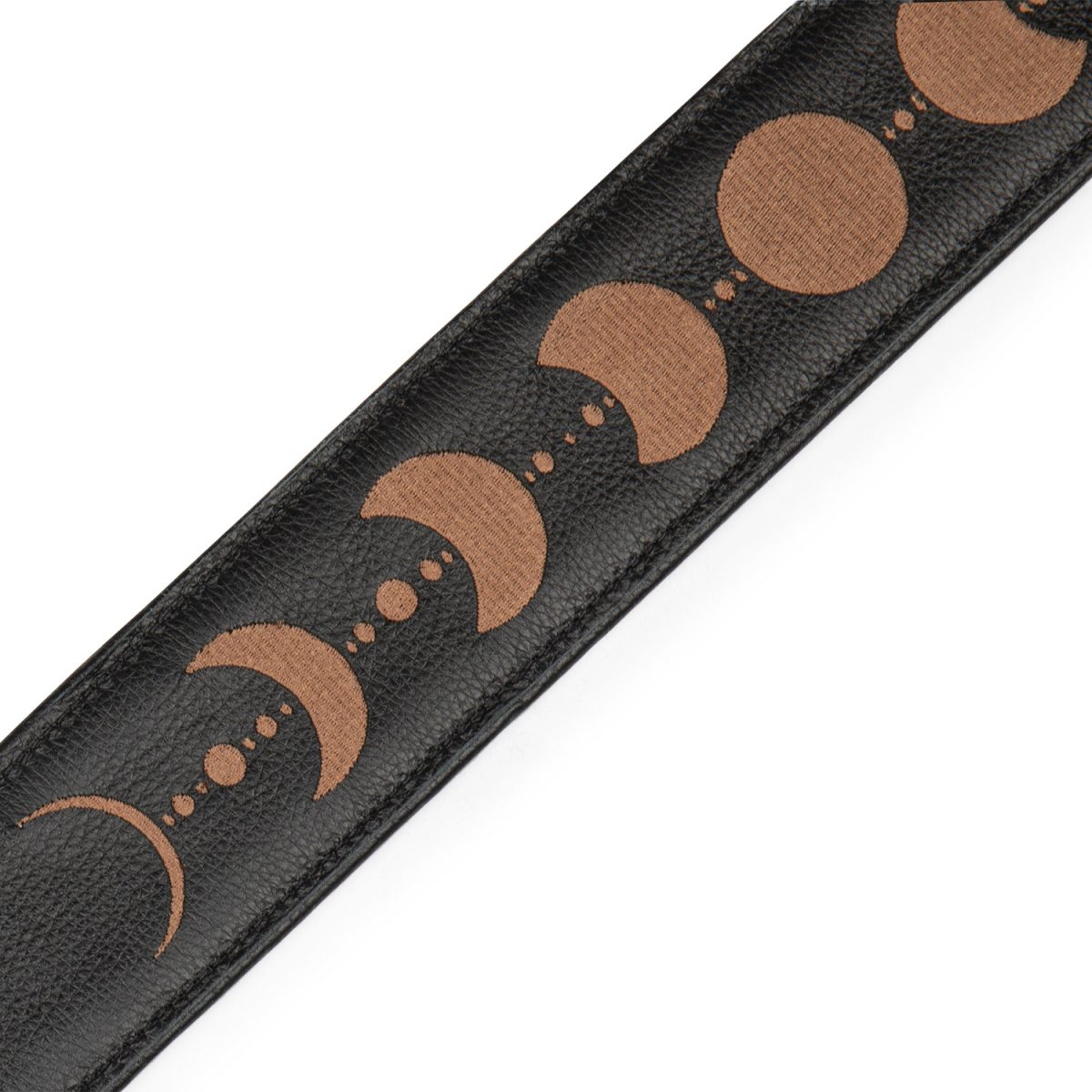 Levy's - Moon Phases Series 2.5″ Black Leather Guitar Strap With Brown Embroidery – MG317MP-BLK-BRN Embroidery