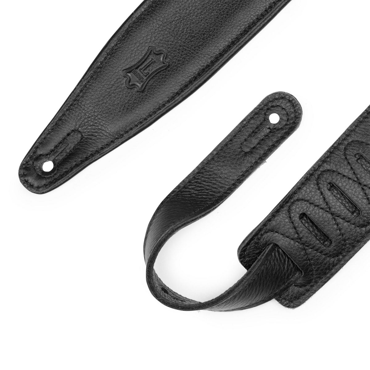 Levy's - Moon Phases Series 2.5″ Black Leather Guitar Strap With Brown Embroidery – MG317MP-BLK-BRN Tips