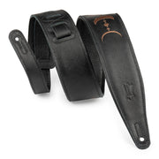 Levy's - Moon Phases Series 2.5″ Black Leather Guitar Strap With Brown Embroidery – MG317MP-BLK-BRN