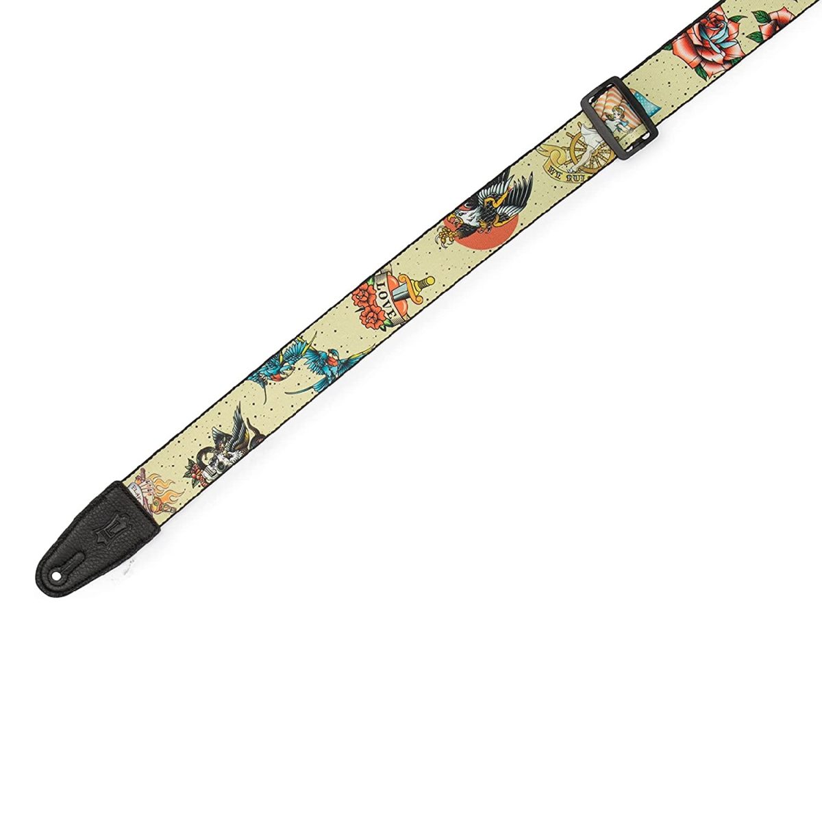 Levy’s - 2″ Tattoo Series Poly Guitar Strap - Old School - Multicolor pattern Straight