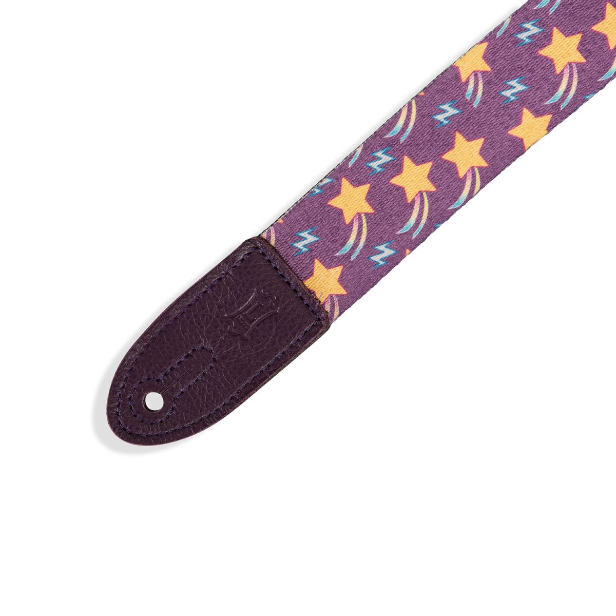 Levy's - 1.5" Nylon Guitar Strap with Garment Leather Ends - Shooting Stars - MPJR-001 Tip