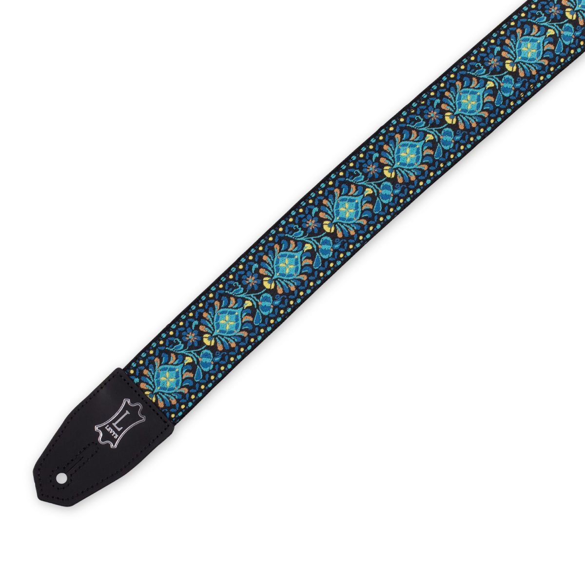 Levy's - Right Height Strap w/ Woven Blue Black Gold Motif Tip