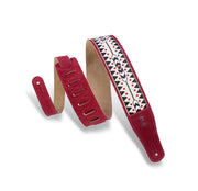Levy's Print Series - Embellish Suede Guitar Strap – Burgundy - MSJ26BRG