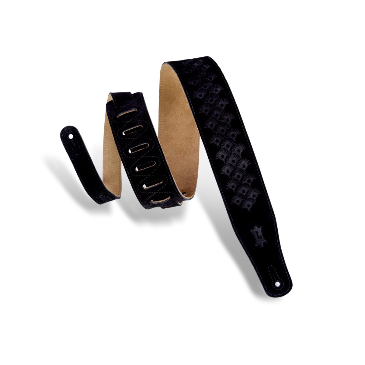Levy's Textures Series - Dandelion Emboss Guitar Strap – Black - MS26DEBLK