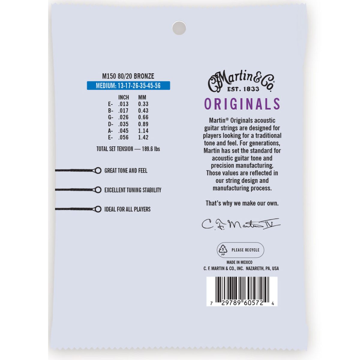 C.F. Martin & Co - MA150 Acoustic Strings 13-56 back