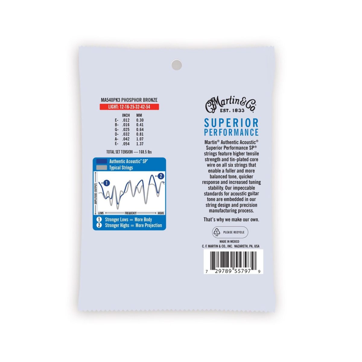 Martin - 3-Pack 12-54 Phosphor Bronze - Light MA540PK3