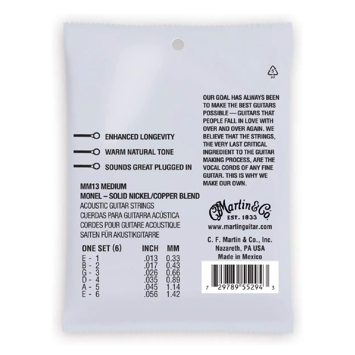 Martin - 13-56 Retro Acoustic Guitar Strings - MM13 Back