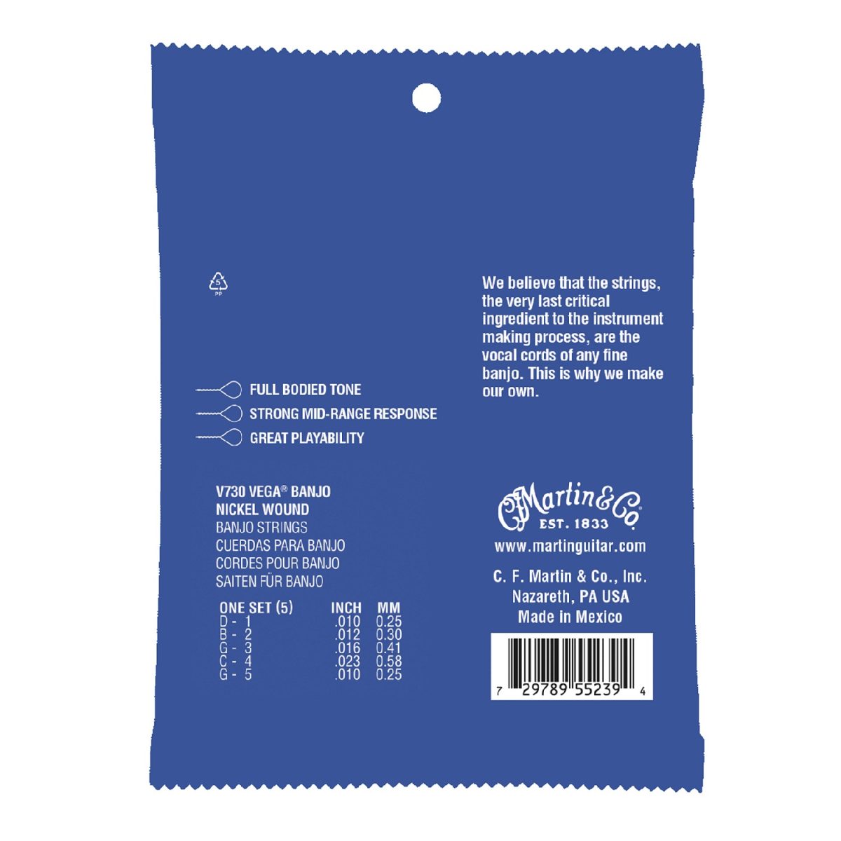 Martin - Vega® Banjo Strings Nickel - Medium 10 Back
