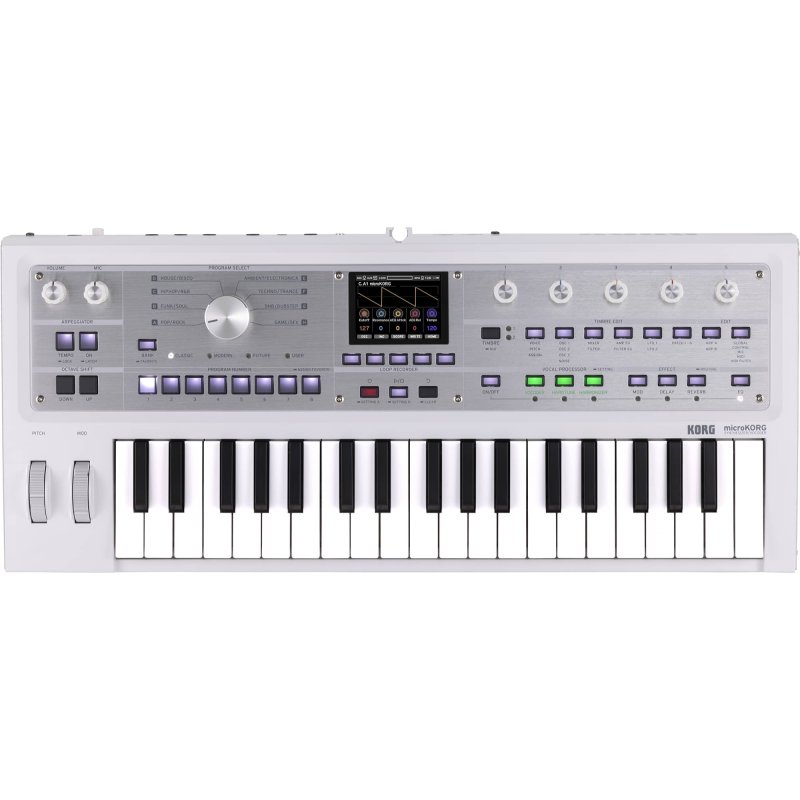 Korg - Limited-Edition MicroKorg 2 37-Key Synthesizer / Vocoder with Soft Case, Metallic White #MICROKORG2WH