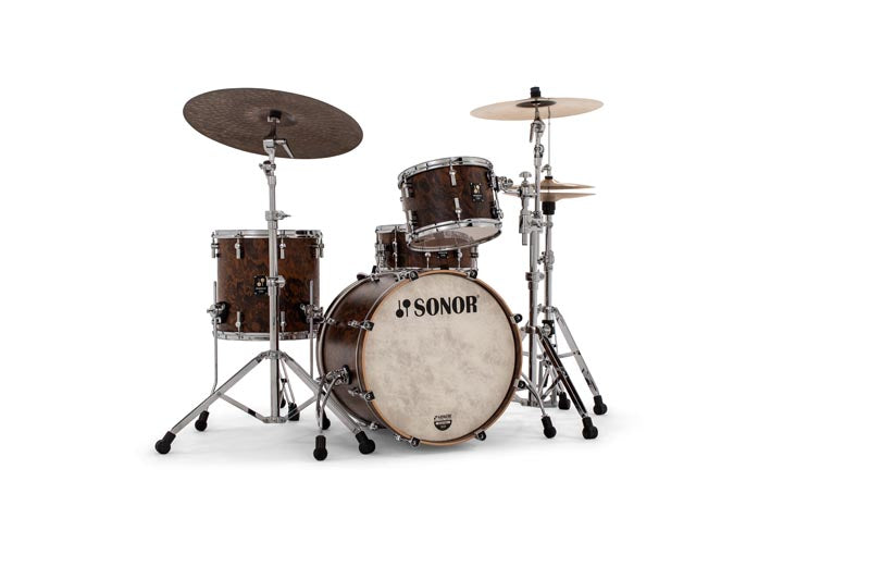 Sonor - MOMENTUM Shell Set: BD 20" x 15.75" (no Mount), TT 12" x 8.5", FT 14" x 13.75", Maple, California Burl #MTM-320-SHELLS-NM-CBU