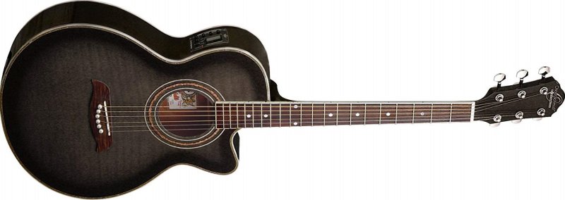 Oscar Schmidt - Acoustic-Electric Guitar, Flame Trans Black #OG10CEFTB-A