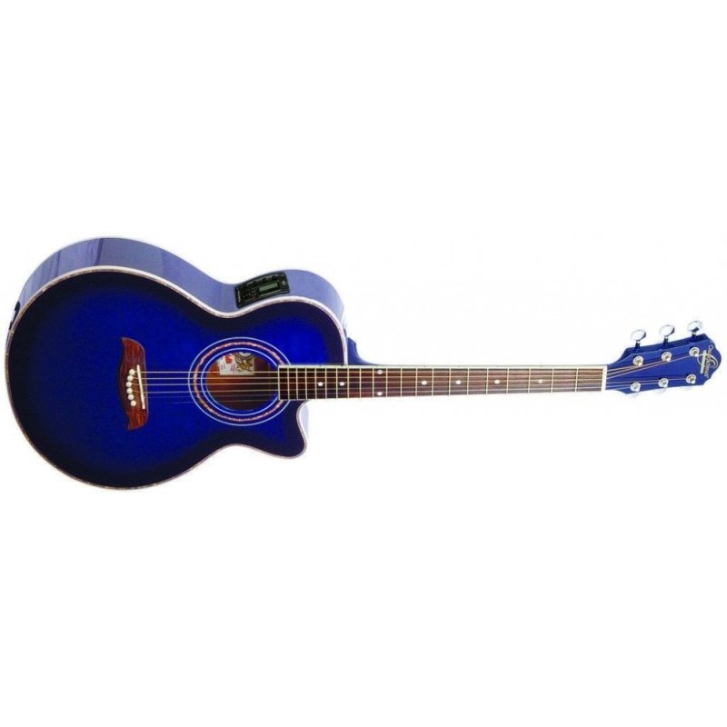 Oscar Schmidt - Flame Trans Blue Electric Acoustic Guitar #OG10CEFTBL-A
