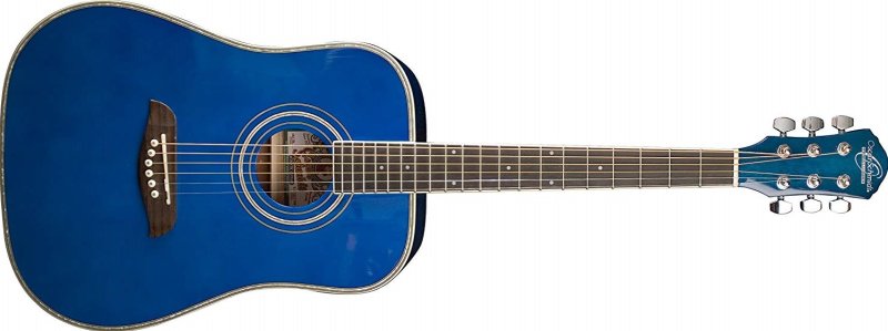 Oscar Schmidt - 3/4 Size Dreadnought Acoustic Guitar, Transparent Blue High Gloss #OG1TBL-A