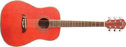 Oscar Schmidt - 3/4 Size Dreadnought Acoustic Guitar, Transparent Red High Gloss #OG1TR-A