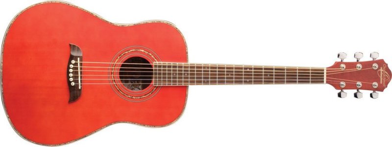 Oscar Schmidt - 3/4 Size Dreadnought Acoustic Guitar, Transparent Red High Gloss #OG1TR-A