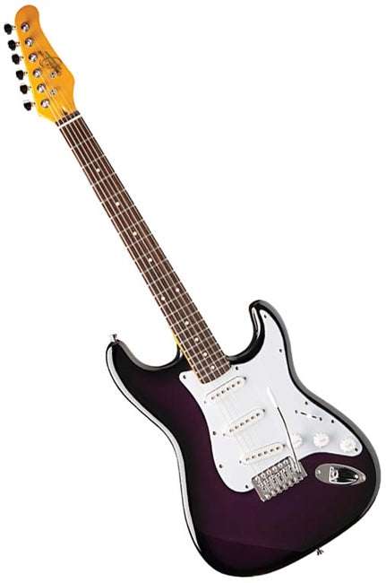 Oscar Schmidt - Purple Sunburst Solid Body Strat-Style Electric Guitar #OS-300-PS-A