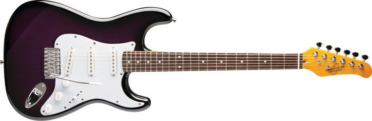 Oscar Schmidt - Purple Sunburst Solid Body Strat-Style Electric Guitar #OS-300-PS-A