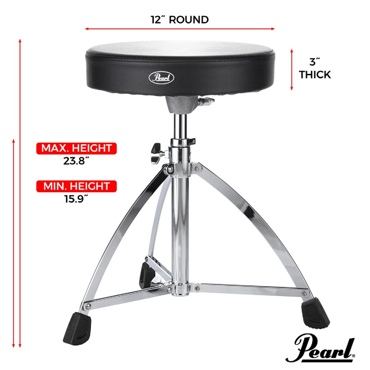 Pearl - D-730S - Drum Throne Dimensions