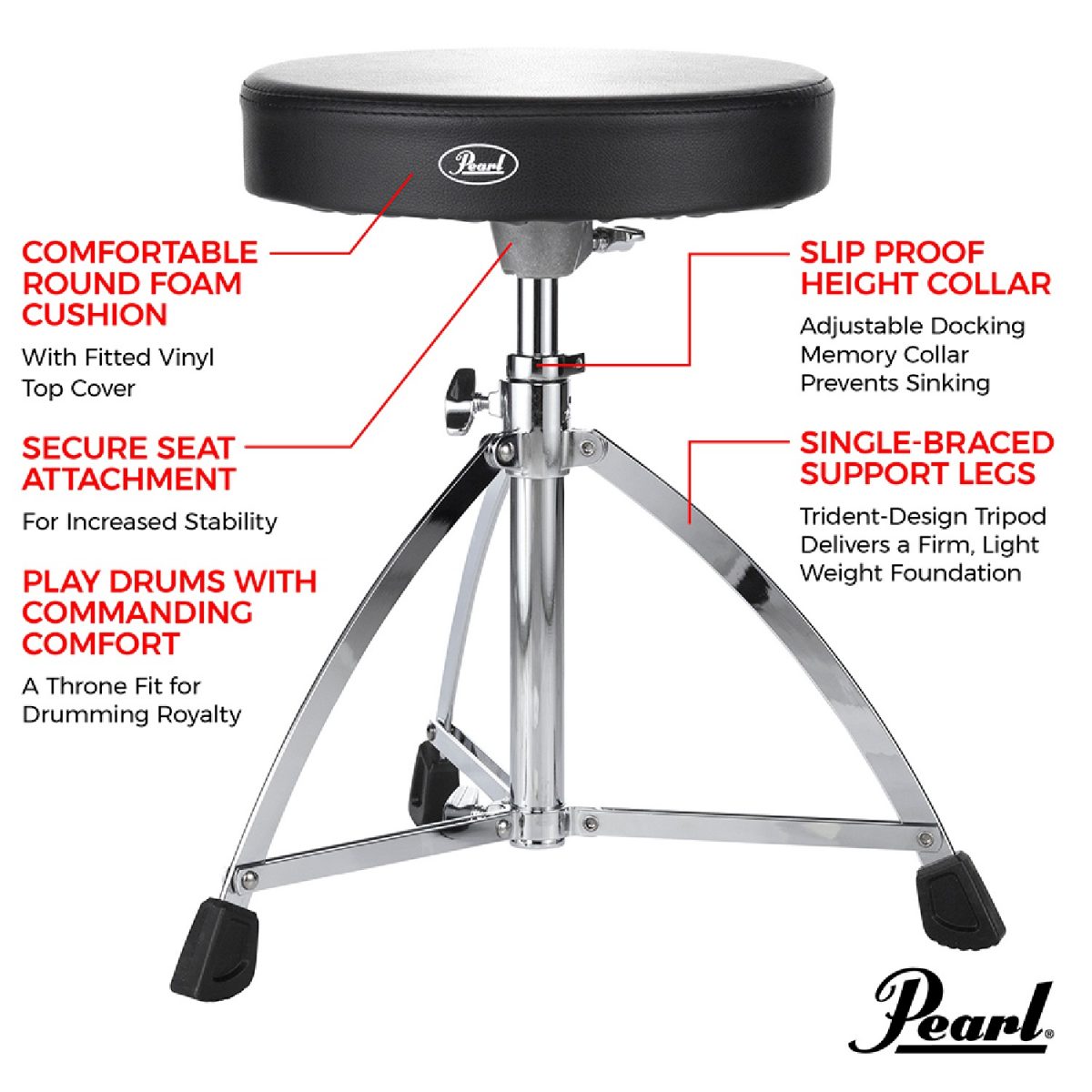 Pearl - D-730S - Drum Throne Specs