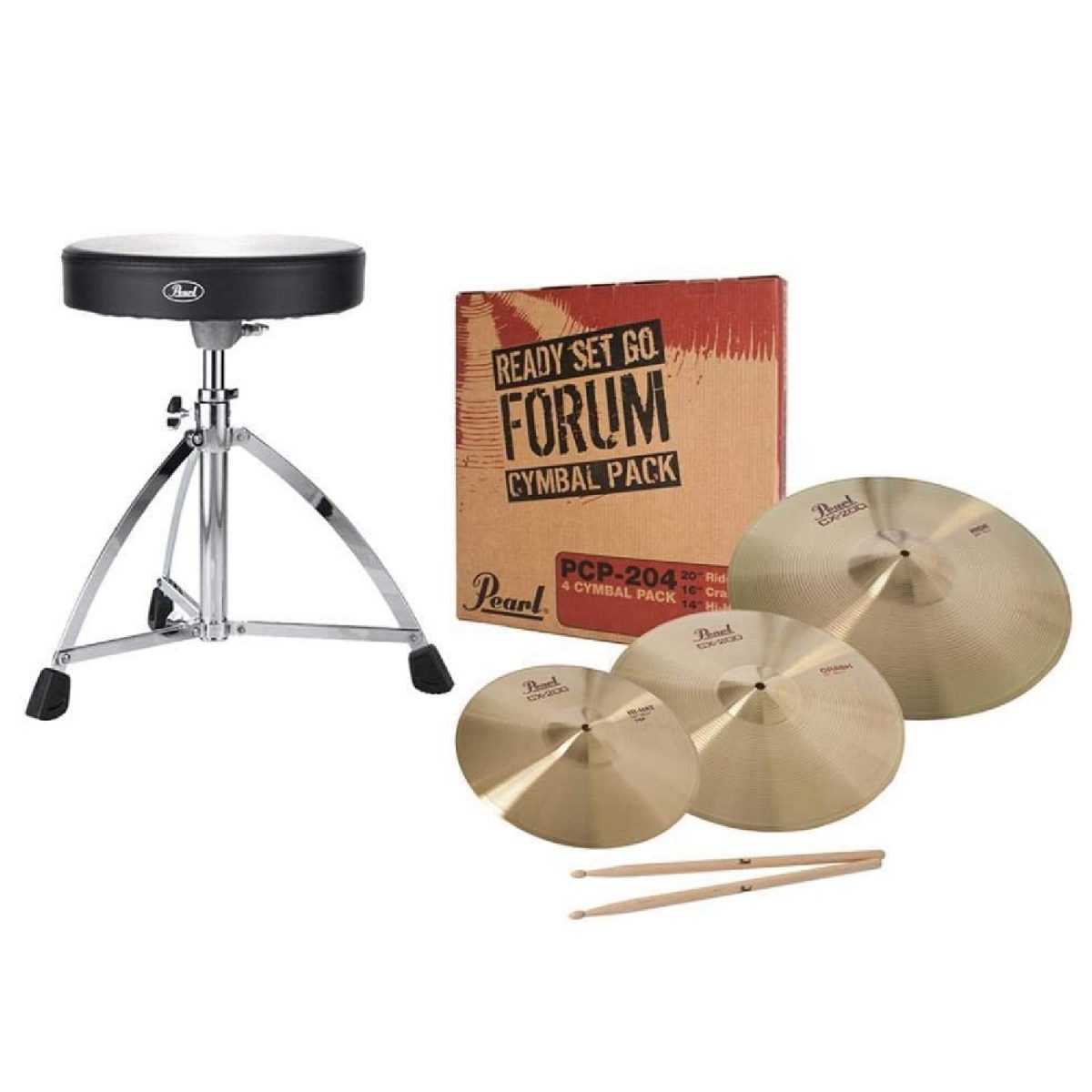 Pearl - RSG1 - Ready-set-go Drum Accessory Kit (Cymbals, Stool, Sticks)