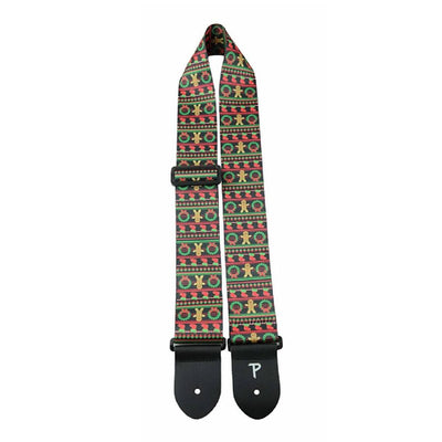 Perri’s Leathers Ltd – Courroie de guitare en polyester Noël 2.5” – Bonhomme en pain d'épices – LPCP-6856
