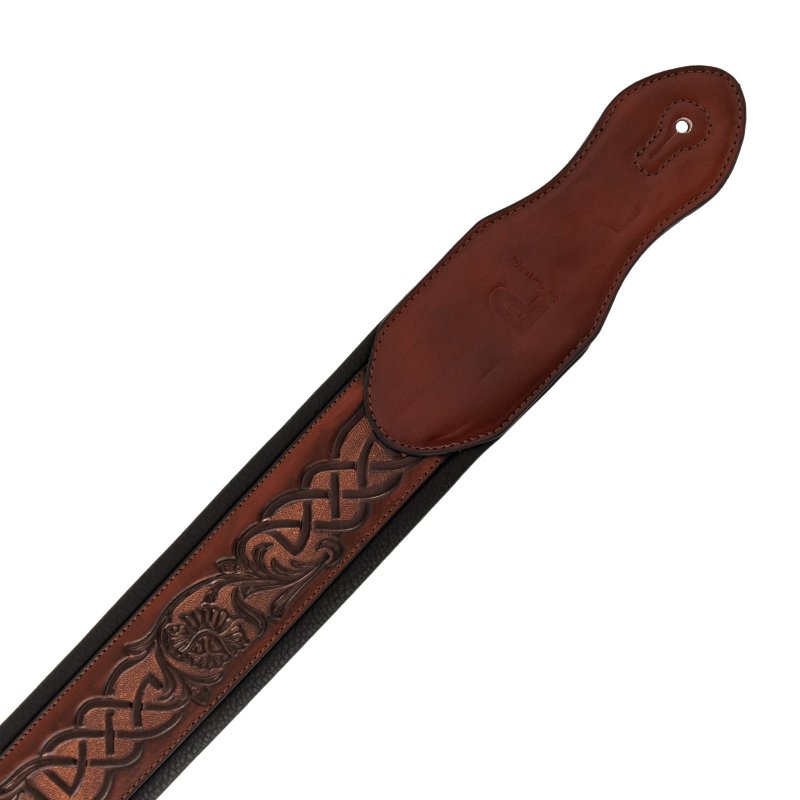Profile - Leather Padded Strap with Celtic Knot Pattern Dark Brown #PGS-IL-7200-DBR