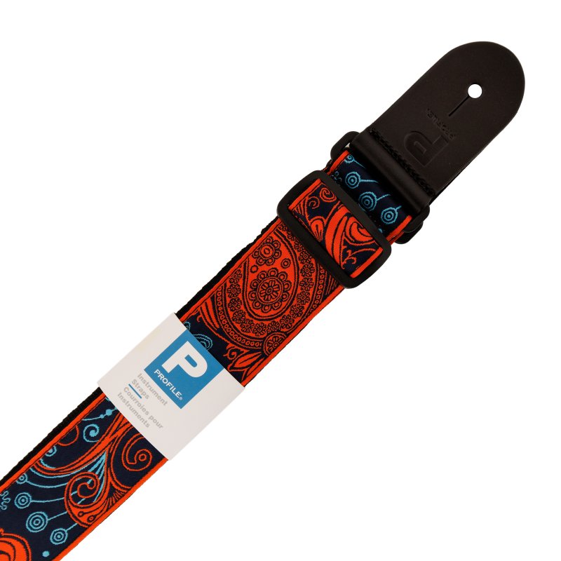 Profile - Nylon Jacquard Weave Orange and Blue Paisley Strap #PGS-JW-6010-ORBL