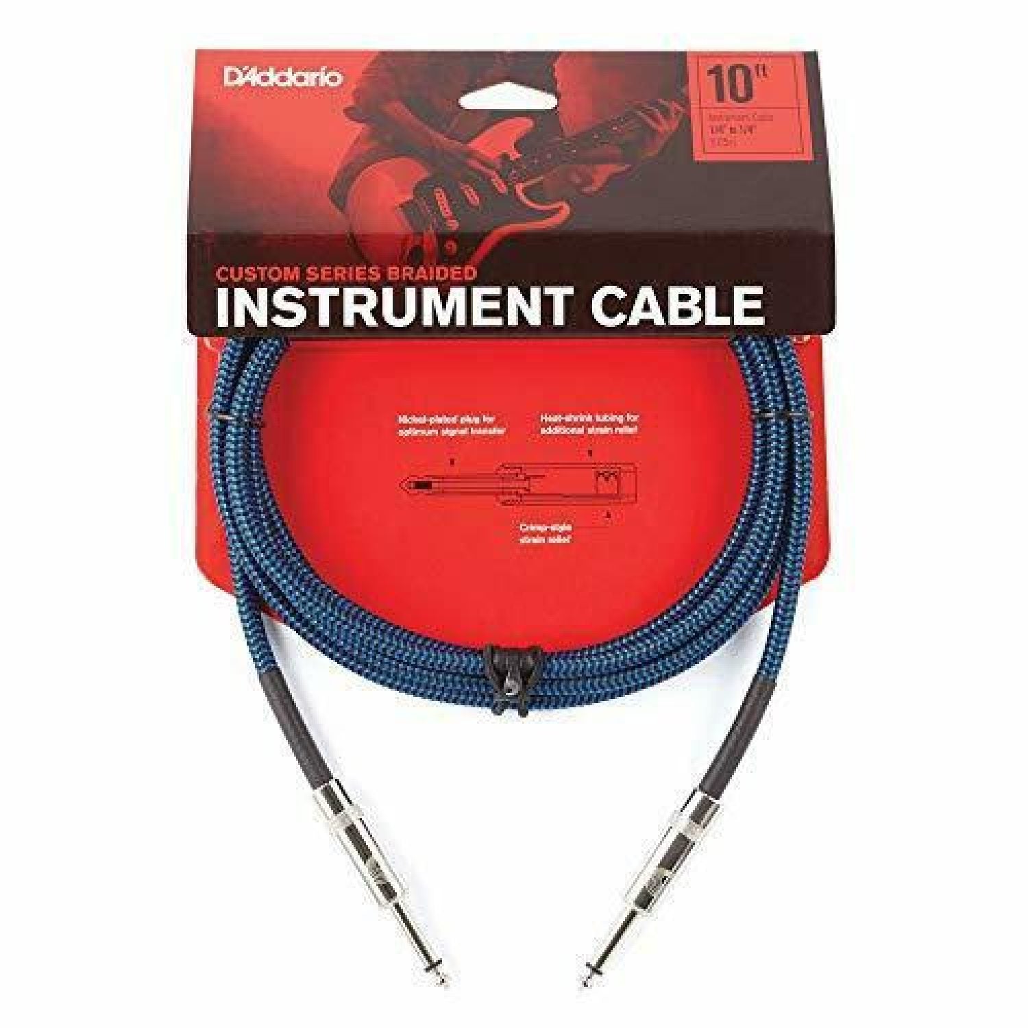 Planet Waves - Braided Instrument Cable 10 ft. 1/4 - Blue Kit