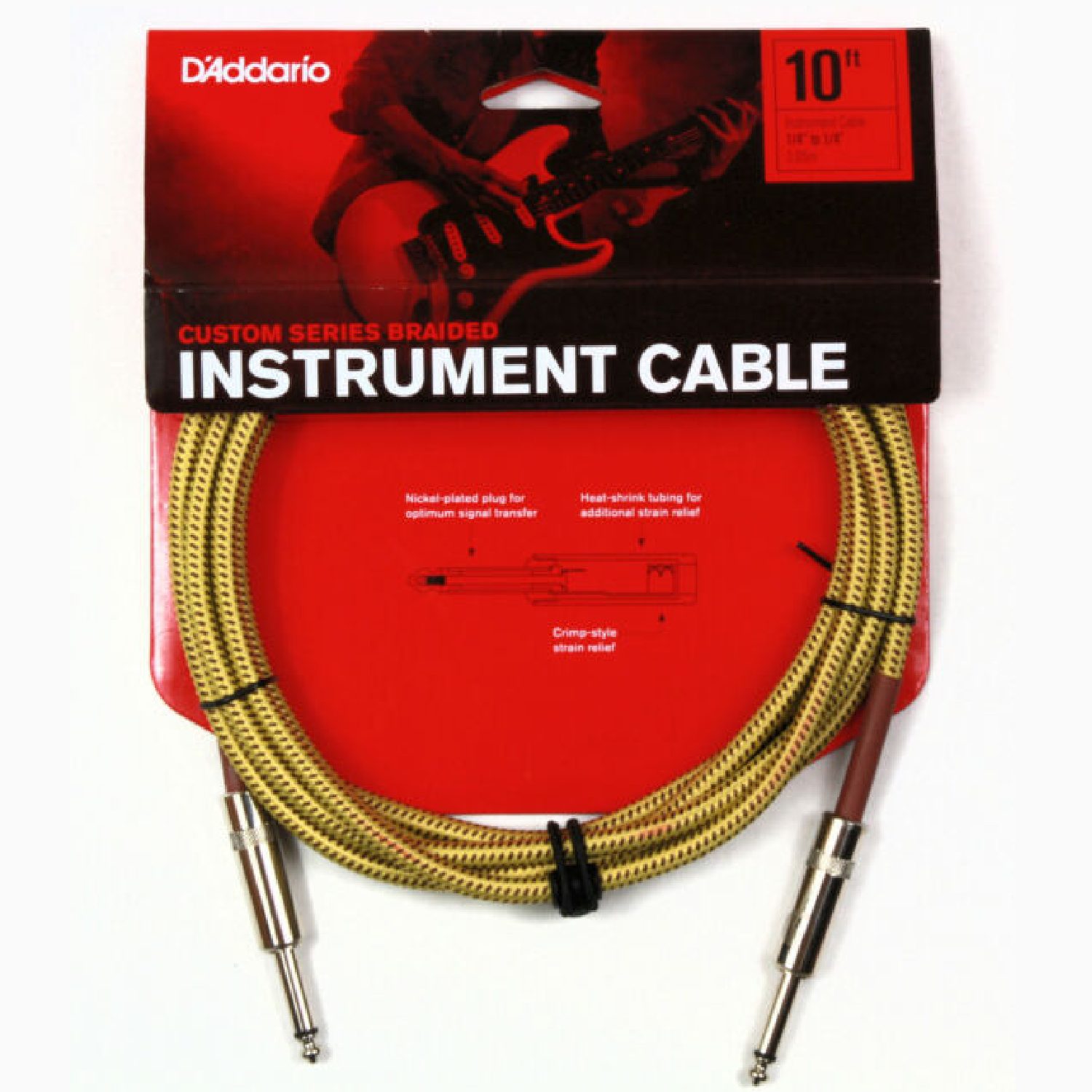 Planet Waves - Braided Instrument Cable 10 ft. 1/4 - Tweed Kit