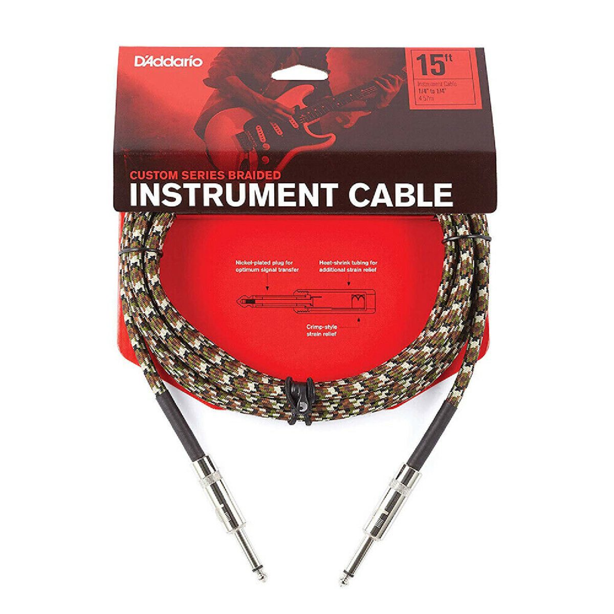 Planet Waves - Braided Instrument Cable 15 ft. 1/4 - Camo Kit