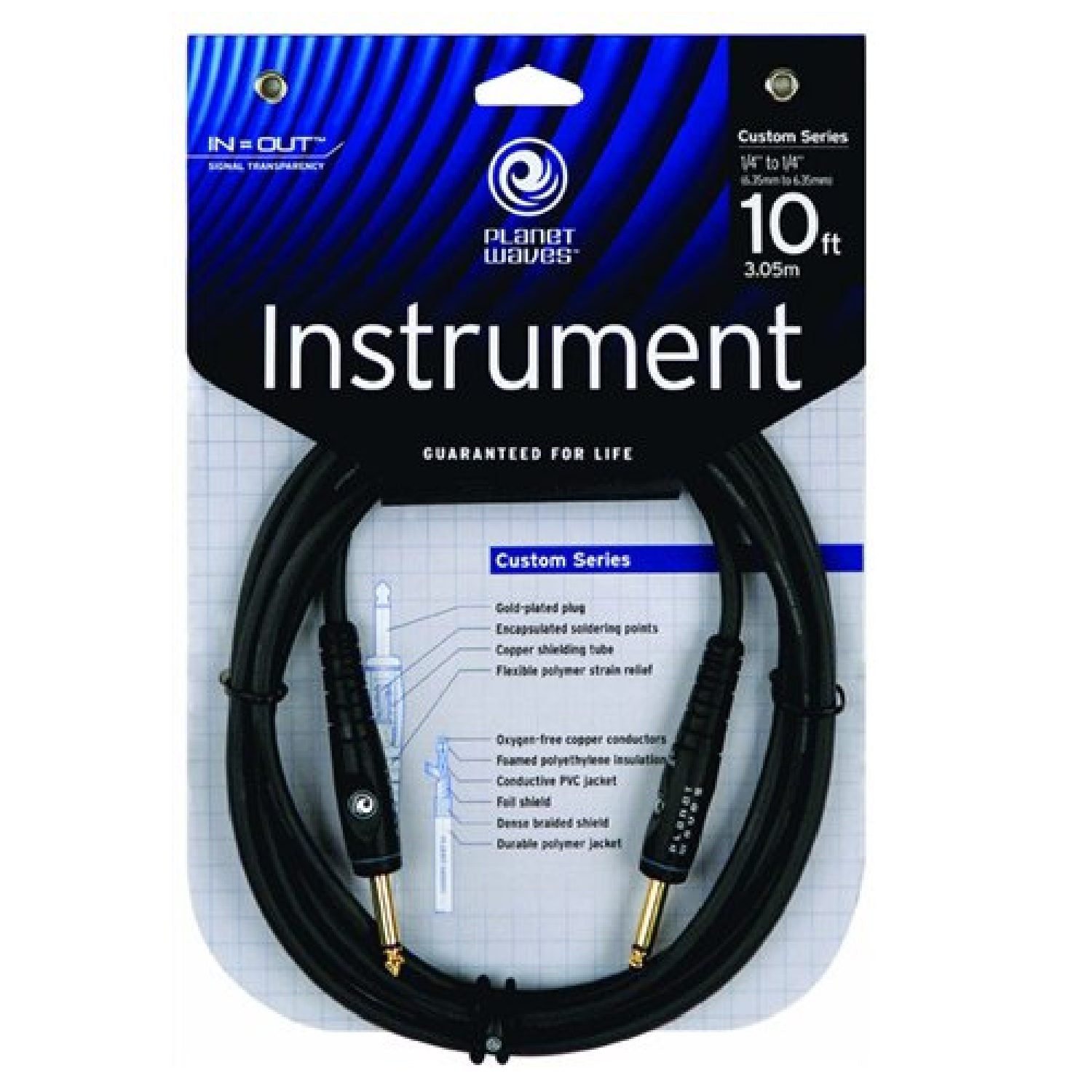 Planet Waves custom series instrument cable 10'