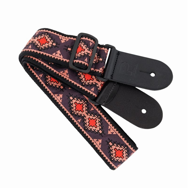 Profile - Black & Red Woven Guitar Strap #PGS-JW-6010-BKRD