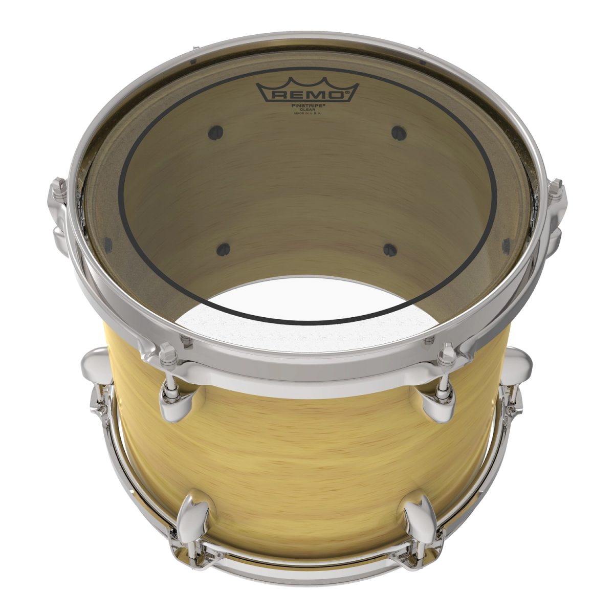 Remo - 18'' Pinstripe Clear - PS-0318-00 On Tom Batter