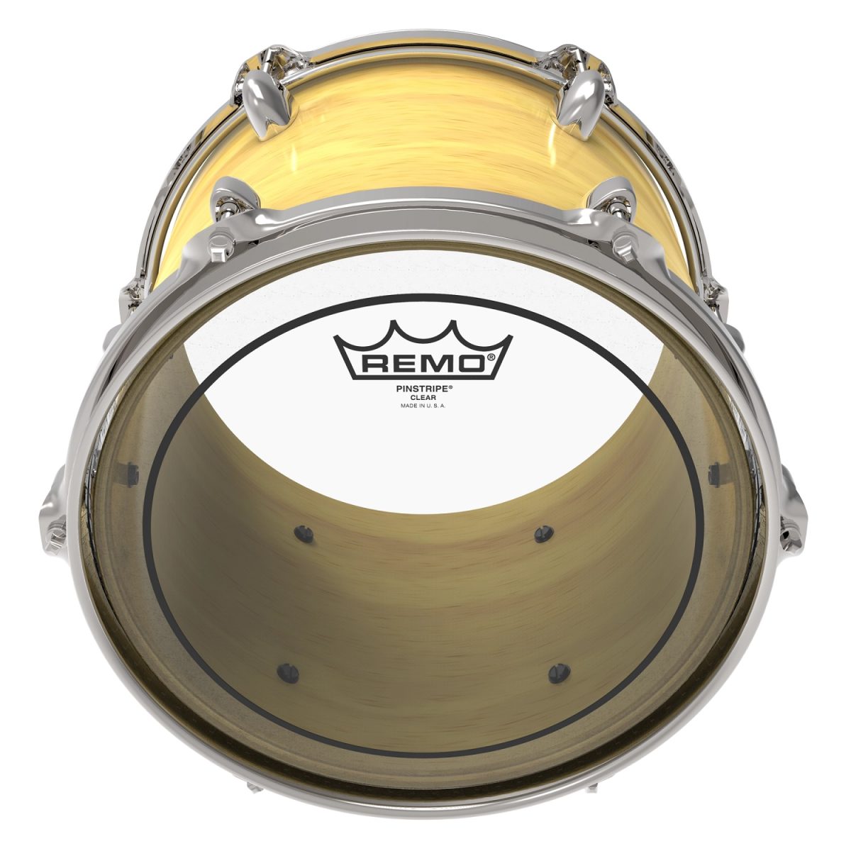 Remo - 18'' Pinstripe Clear - PS-0318-00 On Tom Resonant