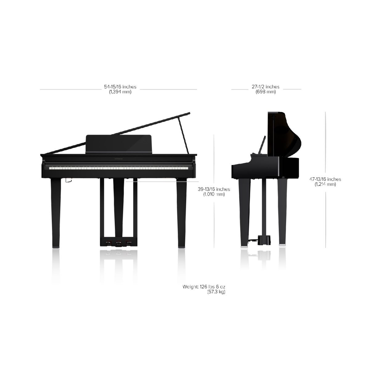 Roland - GP-3 - Digital Grand Piano Dimensions
