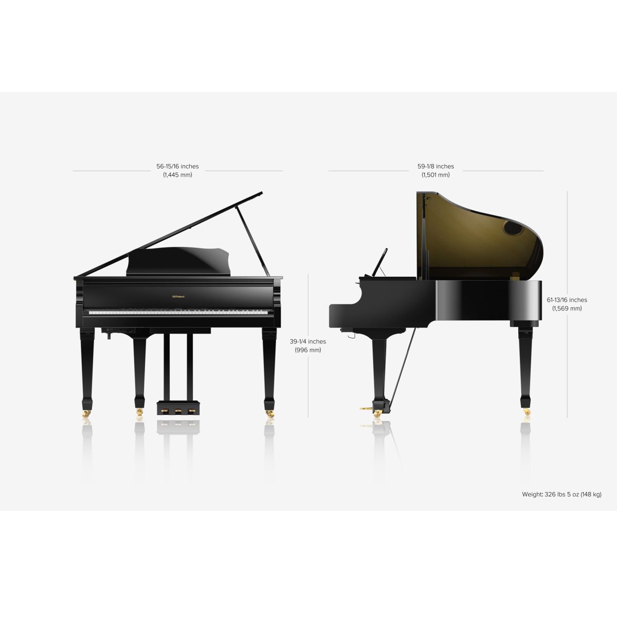 Roland - GP609PE - Digital Grand Piano size
