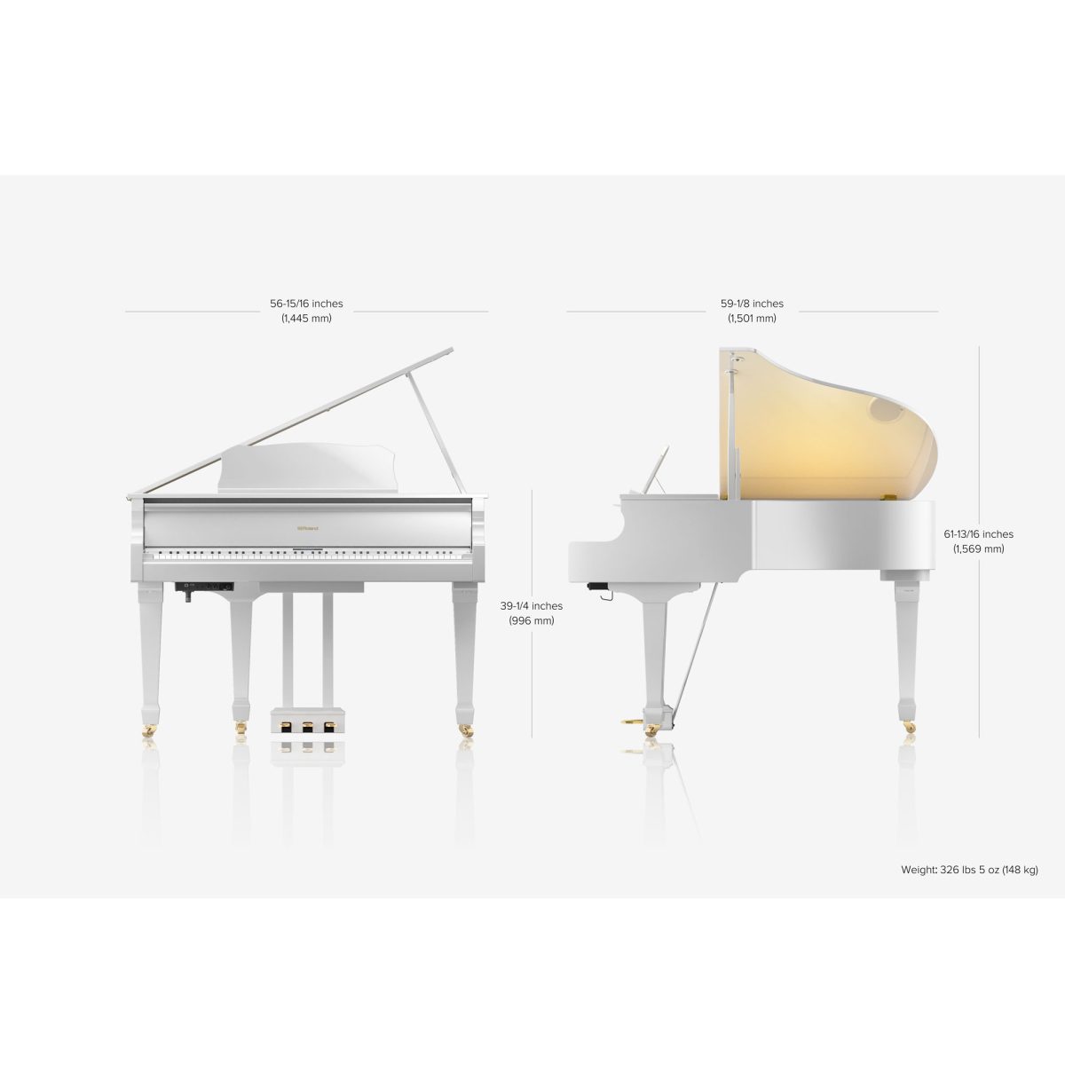 Roland - GP609PWB - Digital Grand Piano size