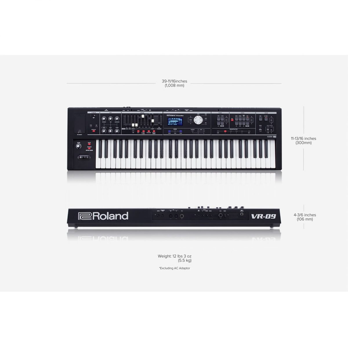 Roland V‑Combo VR09B dimensions