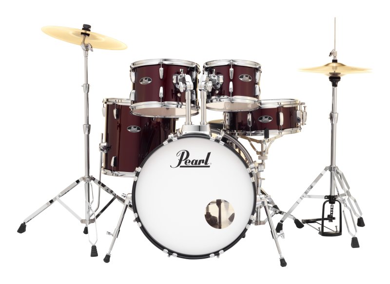 Pearl - Roadshow 5-Piece Drum Set With 20" Bass Drum, Hardware & Cymbals, Red Wine #RS505CC91