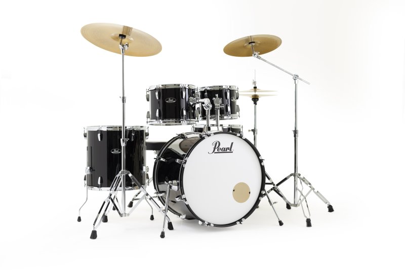 Pearl - Roadshow Series 5-Piece Complete Drum Set with Hardware, Cymbals & Throne, Jet Black #RS525SBCC31