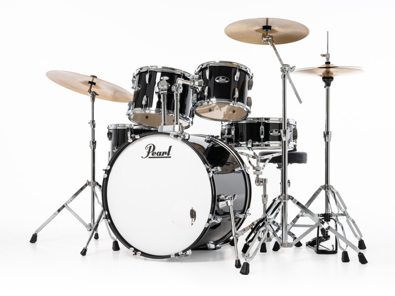 Pearl - Roadshow Series 5-Piece Complete Drum Set with Hardware, Cymbals & Throne, Jet Black #RS525SBCC31