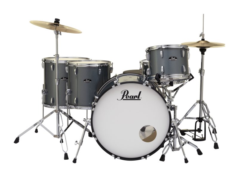 Pearl - Roadshow Complete 5-Piece Drum Set w/ 22" Bass Drum, Hardware & Cymbals, Charcoal Metallic #RS525WFCC706
