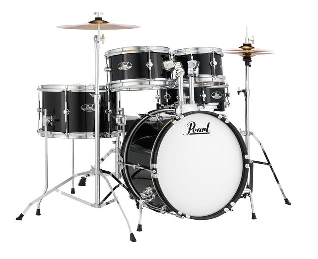 Pearl - Roadshow Junior 5-Piece Drumset w/ 16" Bass Drum, Hardware & Cymbals, Jet Black #RSJ465CC31